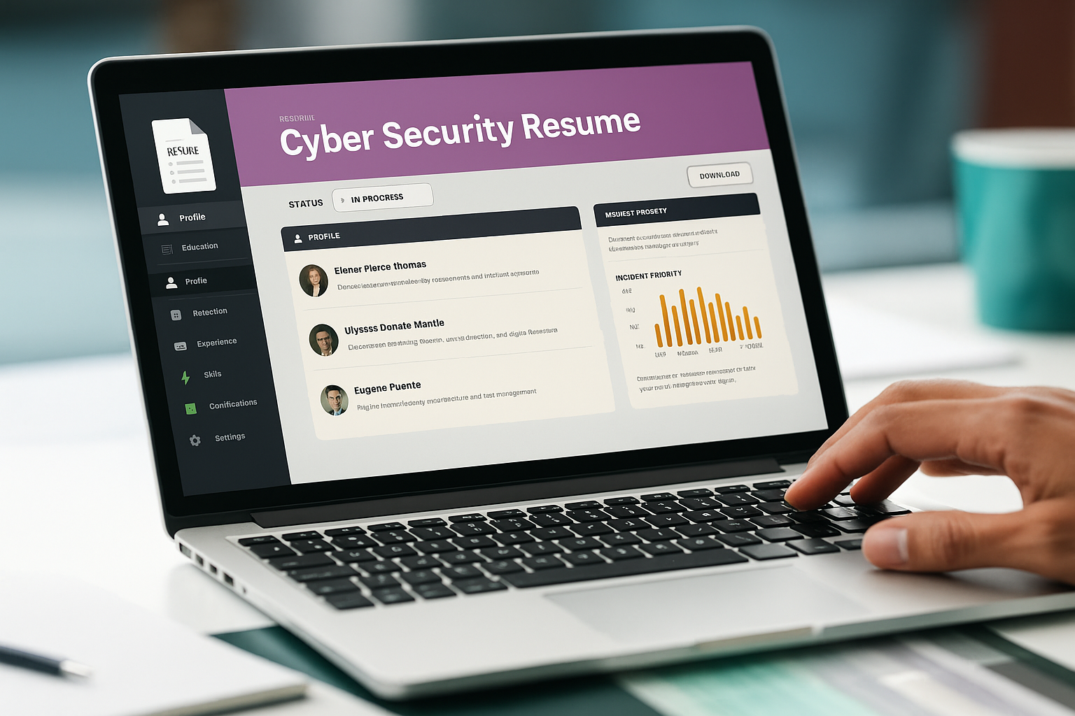 Screenshot of SOC resume builder dashboard